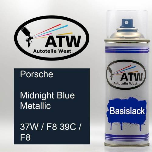 Porsche, Midnight Blue Metallic, 37W / F8 39C / F8: 400ml Sprühdose, von ATW Autoteile West.